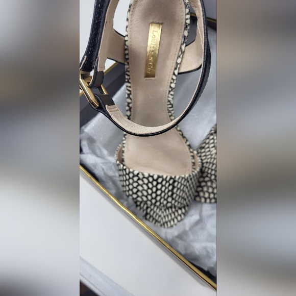 Louise et Cie Black and White Wedge Shoes with Textured Design and Ankle Strap - Picture 11 of 14